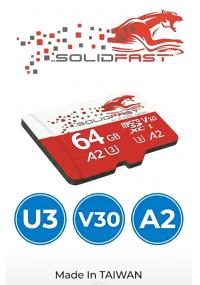 SOLIDFAST Extreme PRO 64GB U3,V30,A2,Class 10,4K UHD 200MB/s,90MB/s microSDXC UHS-I HAFIZA KARTI+ADAPTÖRLÜ(TAIWAN ÜRETİ - 1